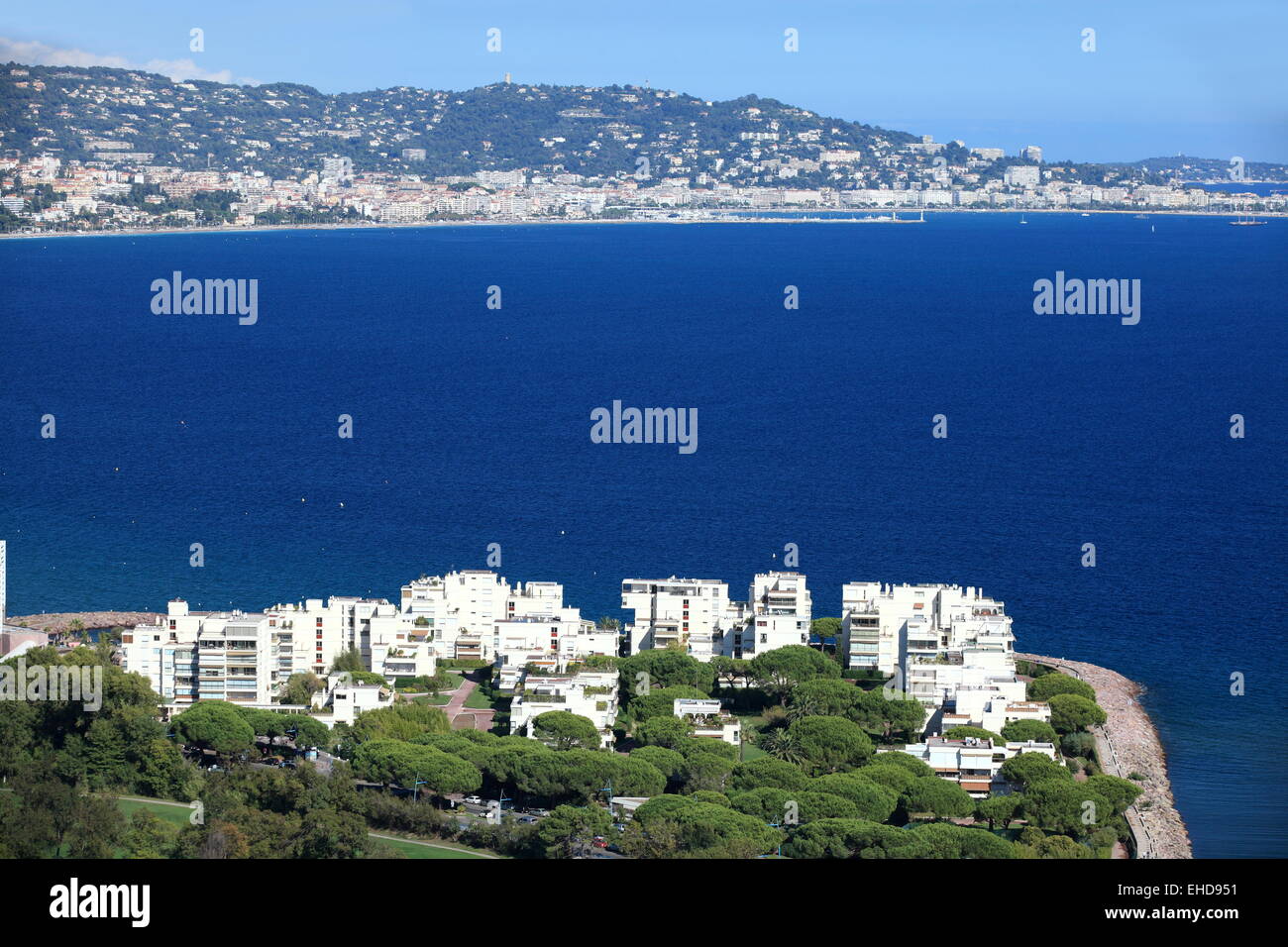 Top view above Mandelieu la Napoule on the French Riviera, France Stock