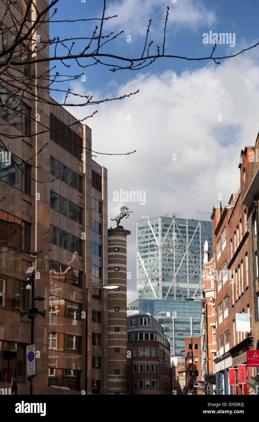 Middlesex Street with east India House on Left - London UK Stock Photo