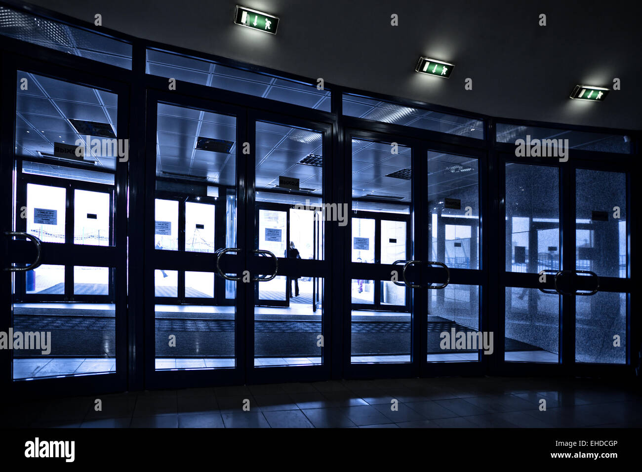 Doors silhouettes at modern airport building Stock Photo