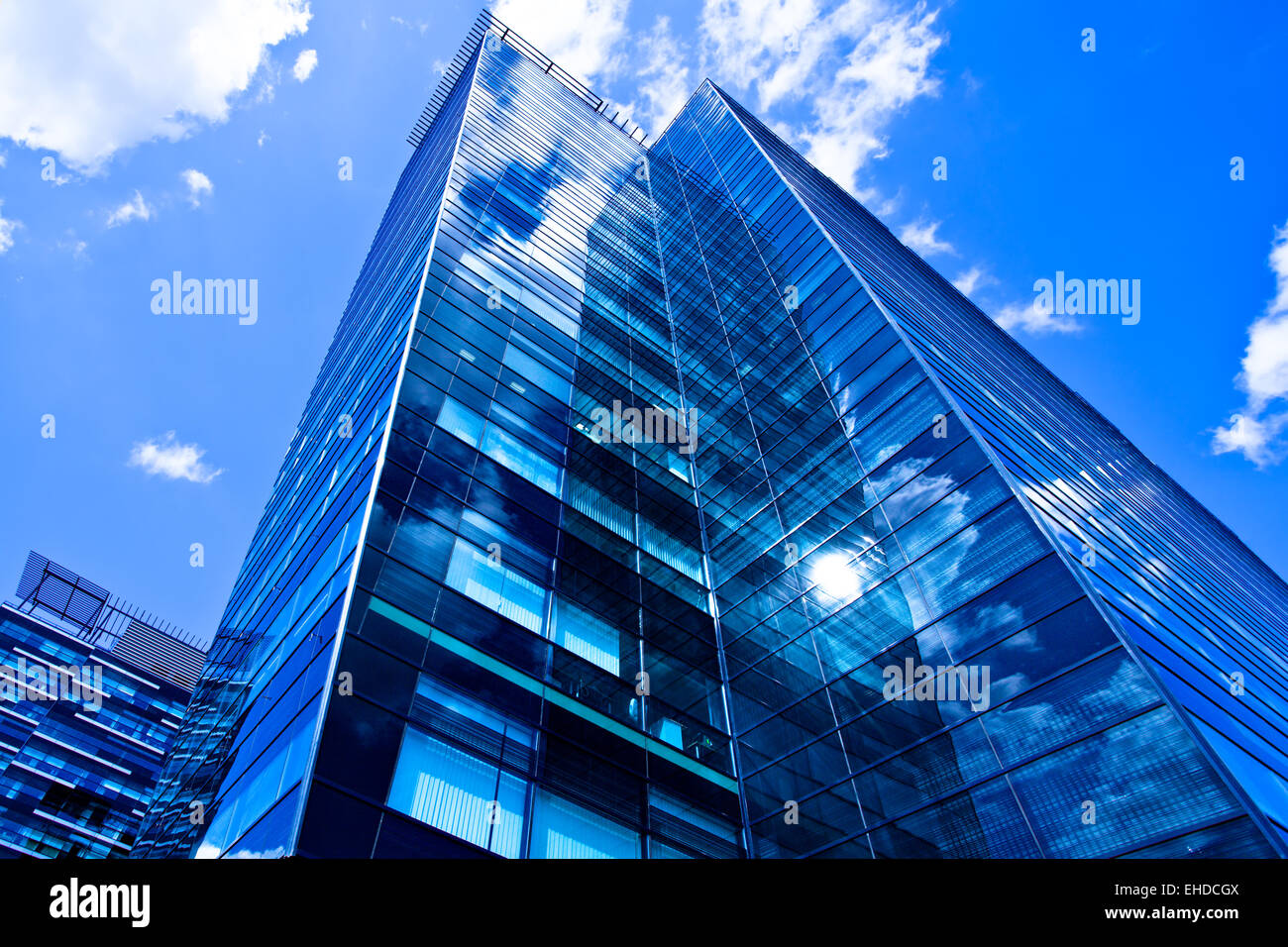 Modern black skyscraper and blue sky Stock Photo - Alamy