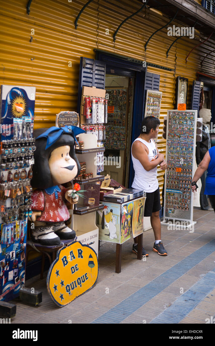 Argentina, Buenos Aires, La Boca, souvenir shop outside Boca Juniors football stadium Stock Photo