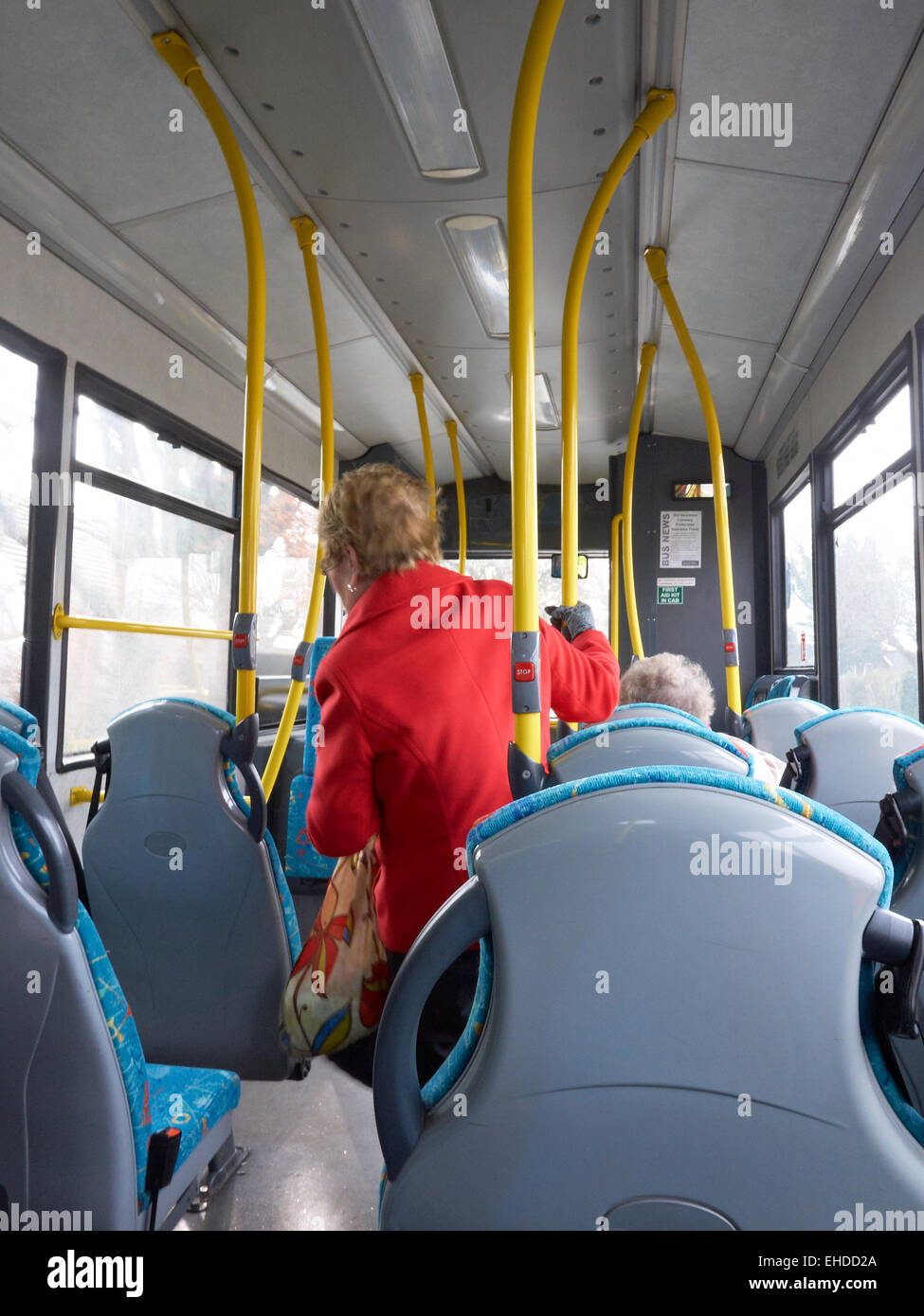 Senior passengers in bus UK Stock Photo