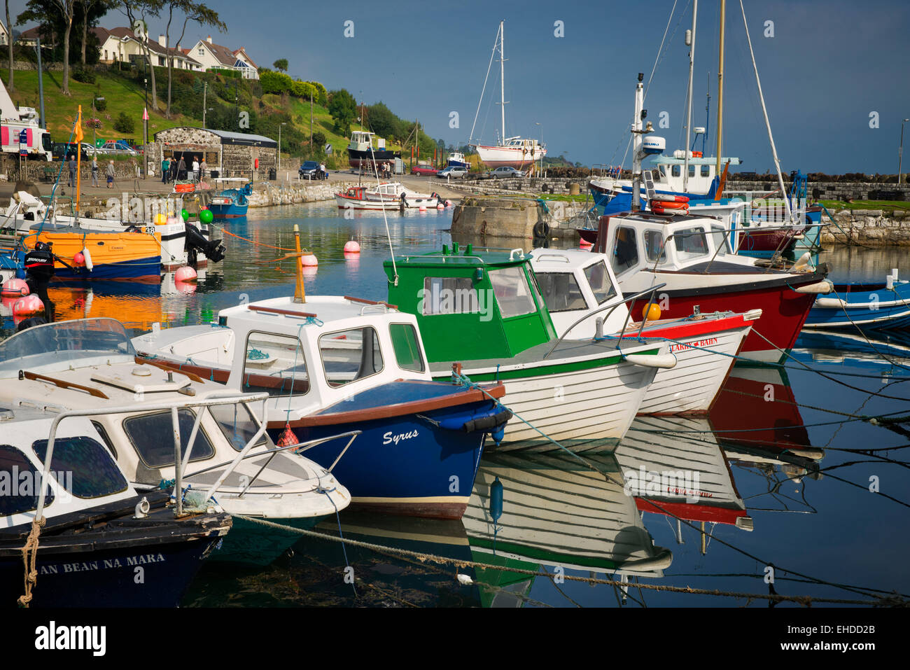 Boats in Carnlough Harbor. Carnlough, Northern Ireland Stock Photo