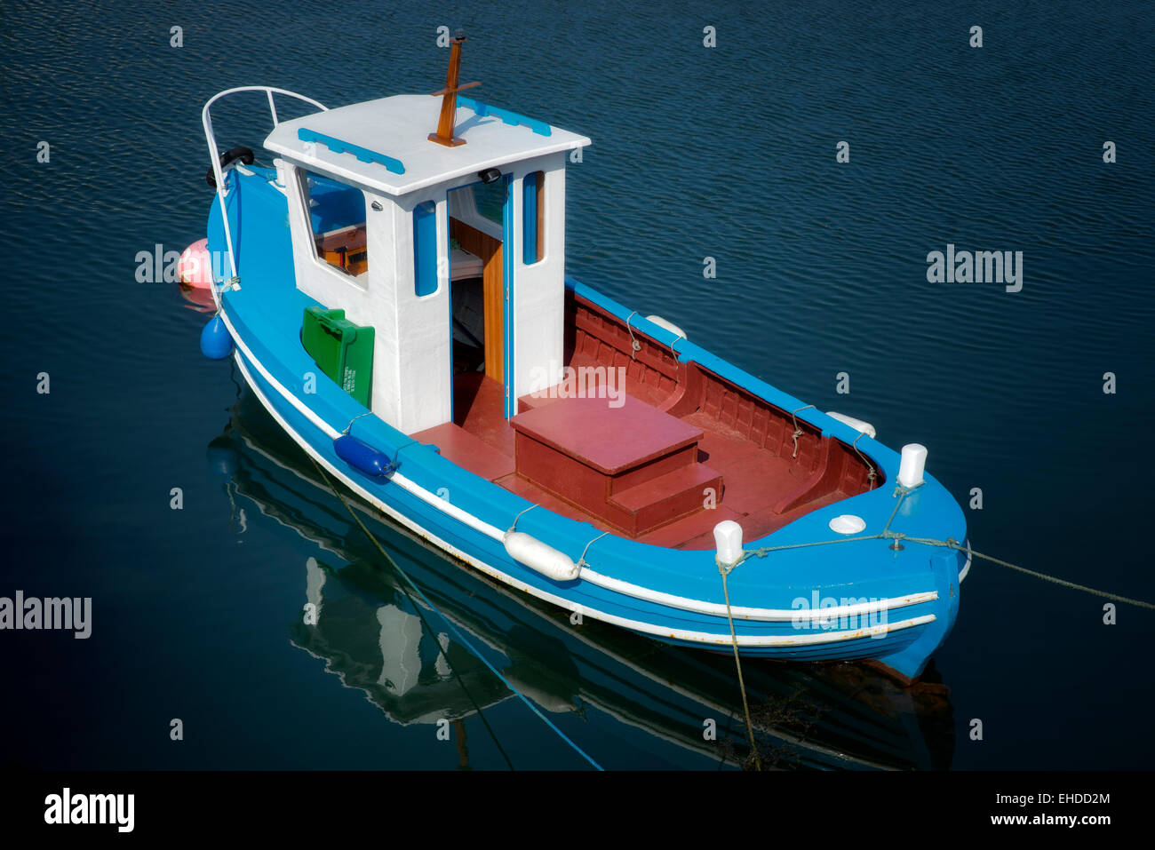 Boat in Carnlough Harbor. Carnlough, Northern Ireland Stock Photo