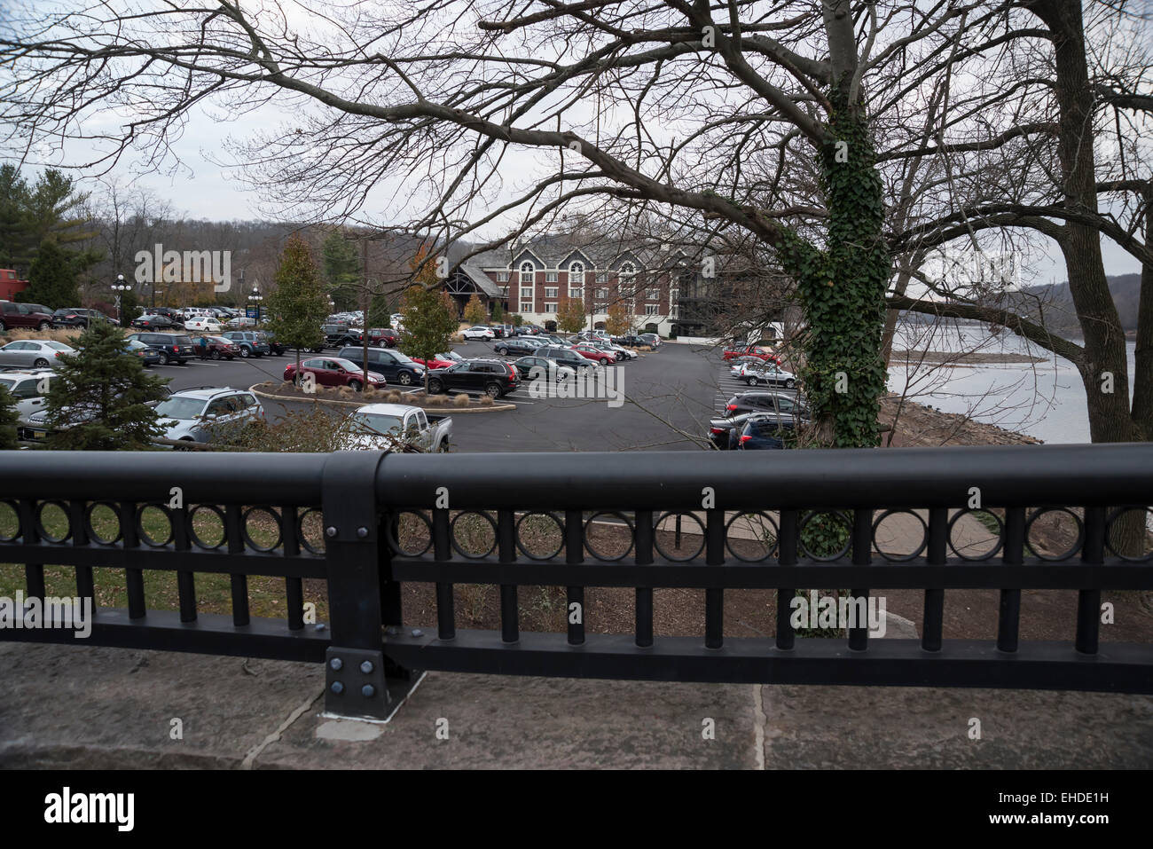 View from bridge on Inn at Lambertville Station, Lambertville, New Jersey, USA Stock Photo