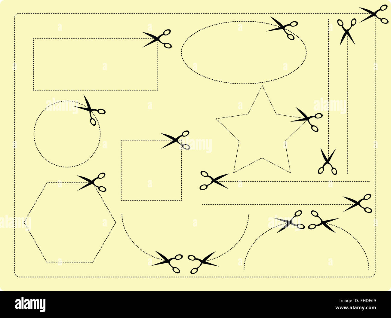 Scissors cutting different shapes hires stock photography and images