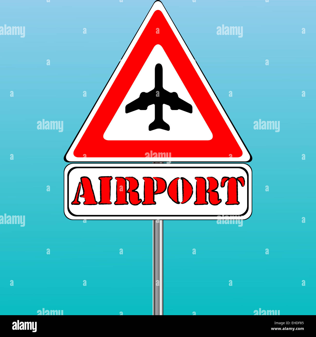 airport sign and blue sky background Stock Photo