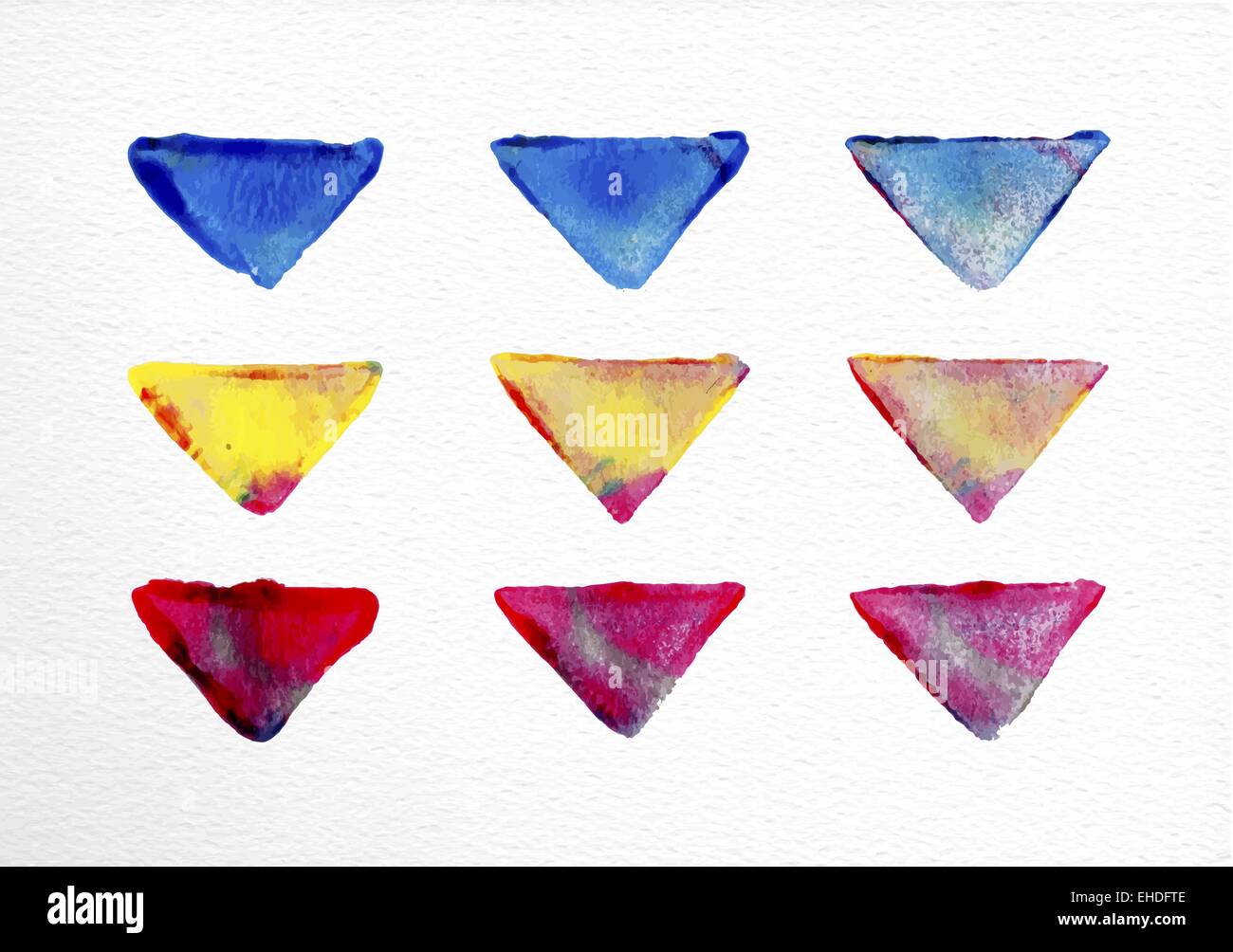 Set of watercolor polygonal triangle elements hand drawn illustration. EPS10 vector file organized in layers for easy editing. Stock Vector