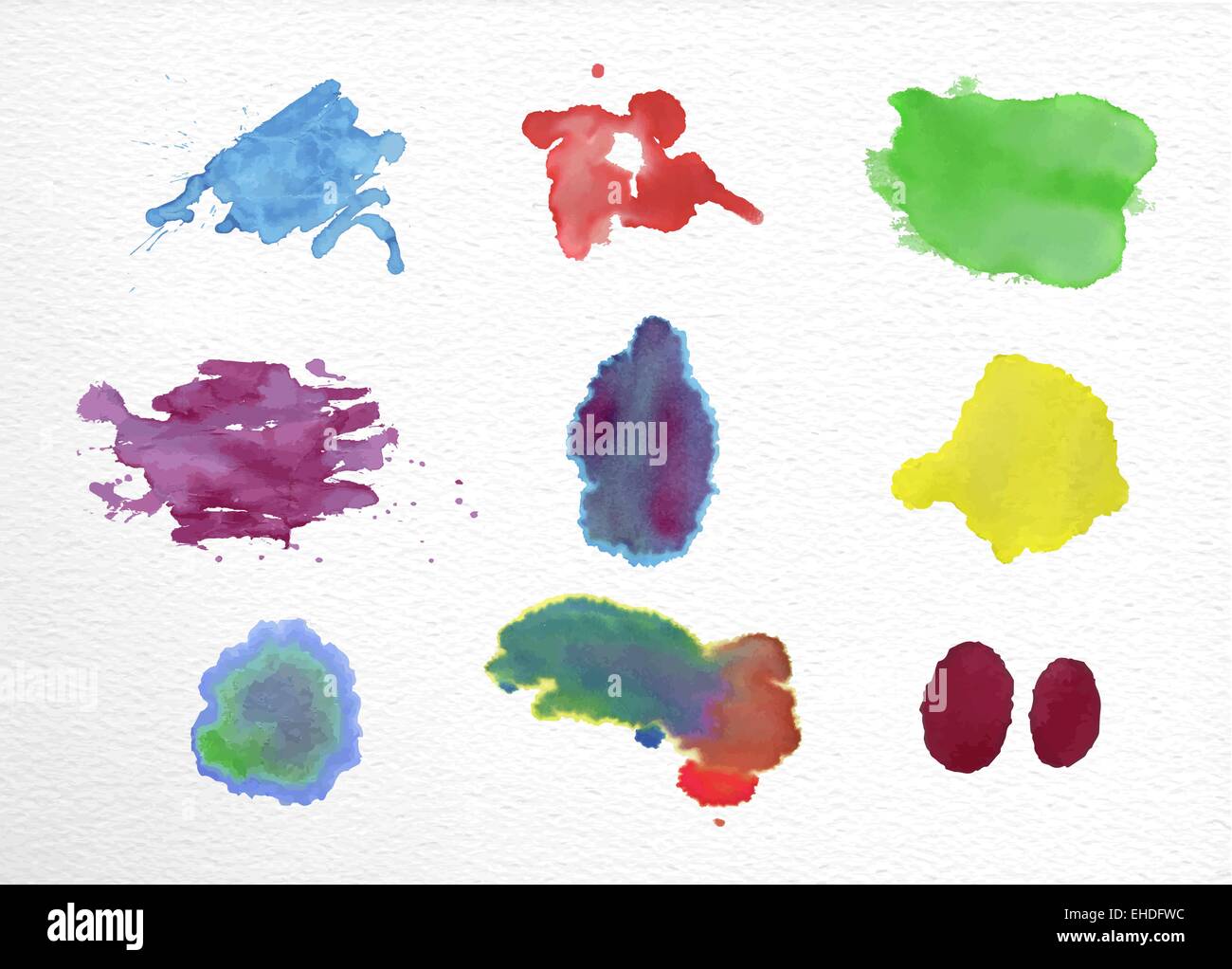 Set of watercolor stains elements hand drawn illustration. EPS10 vector file organized in layers for easy editing. Stock Vector
