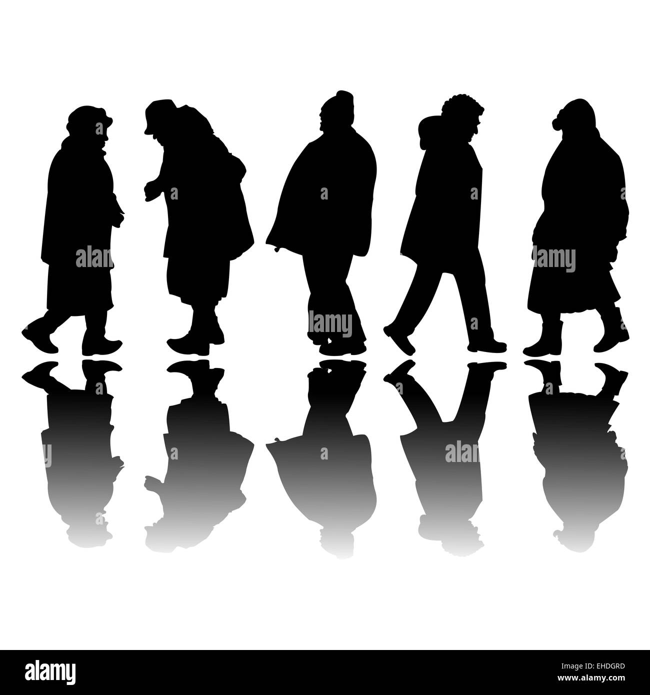 old people black silhouettes Stock Photo