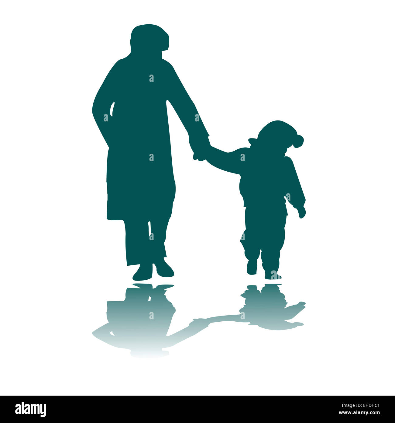 woman and child silhouettes Stock Photo