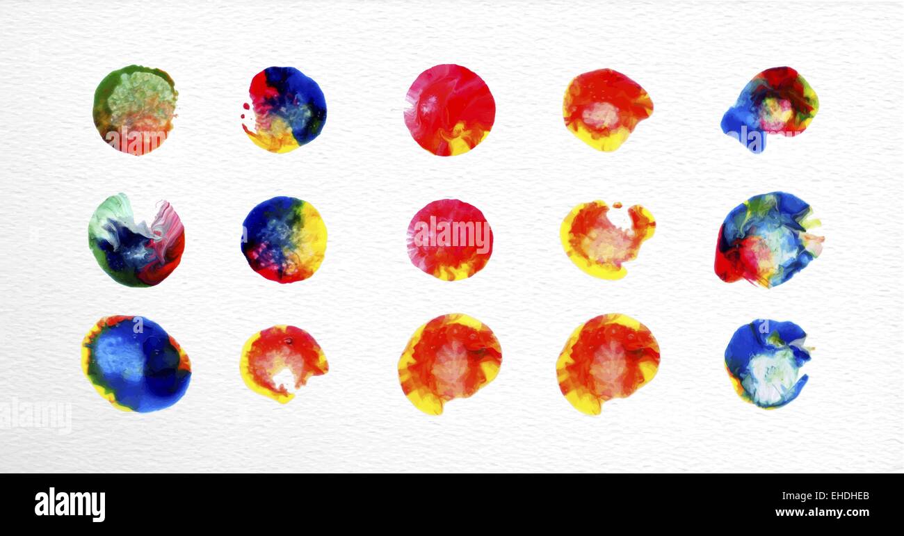 Set of watercolor stains circle elements illustration. EPS10 vector file organized in layers for easy editing. Stock Vector