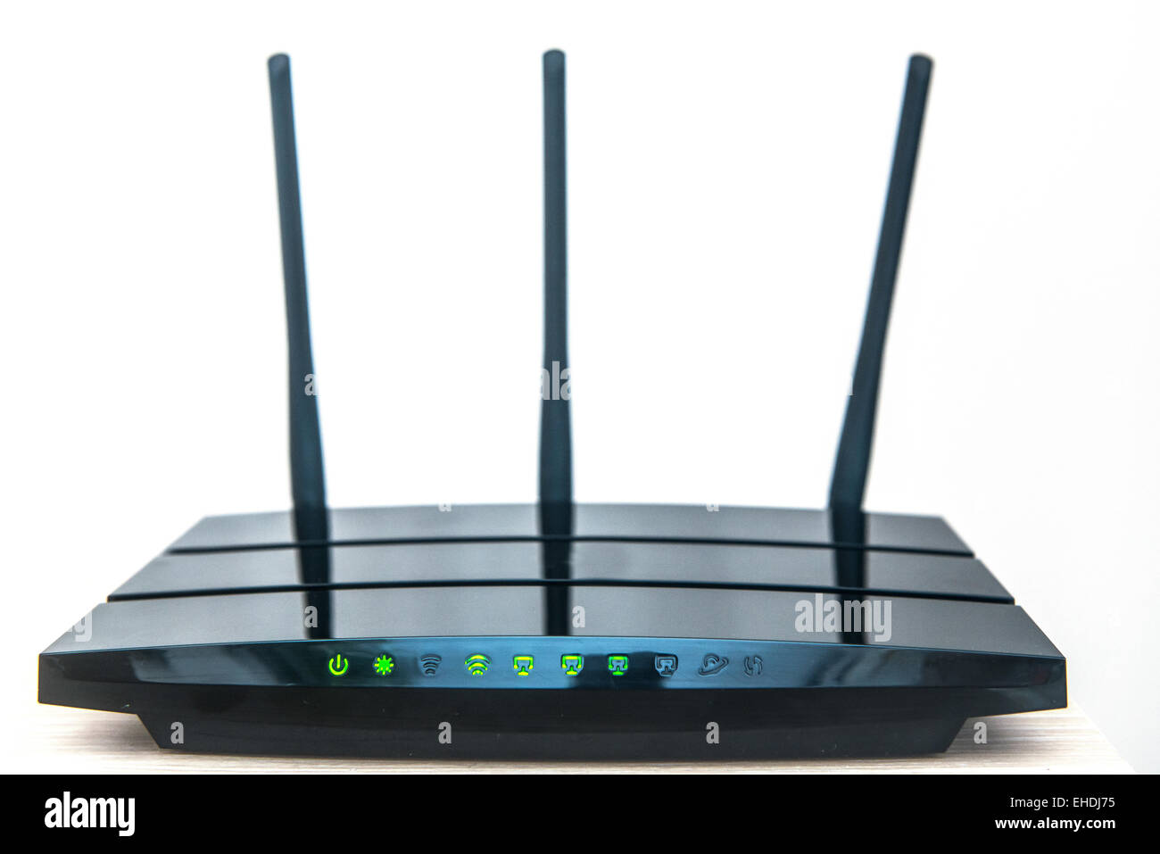 black, shiny router on white background Stock Photo
