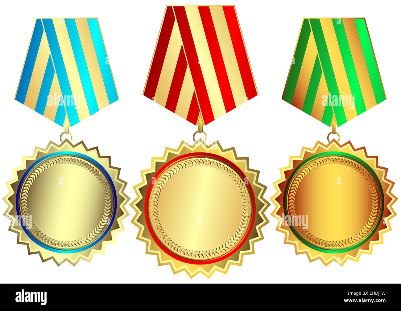 Gold, silver and bronze medals Stock Photo Alamy
