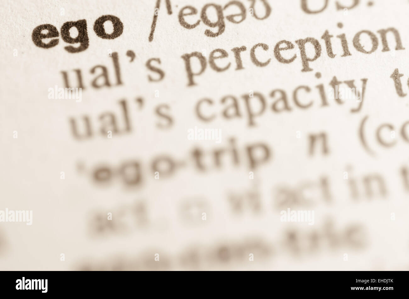 Definition of word ego in dictionary Stock Photo