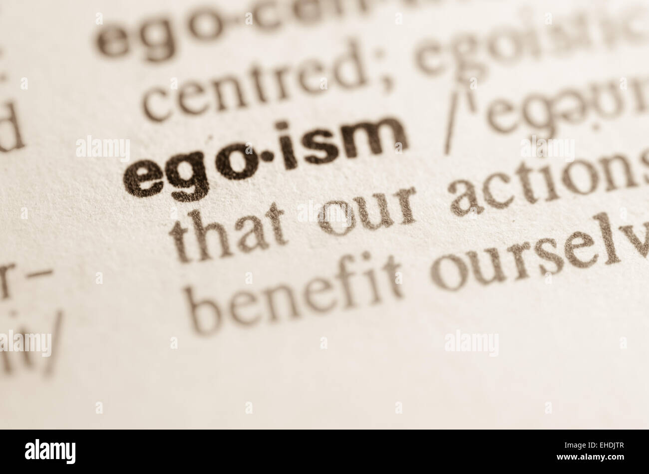 Definition of word egoism in dictionary Stock Photo