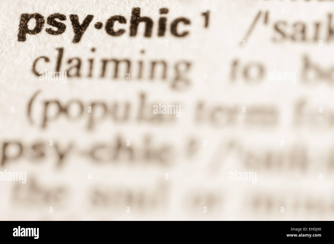 Definition of word psychic in dictionary Stock Photo