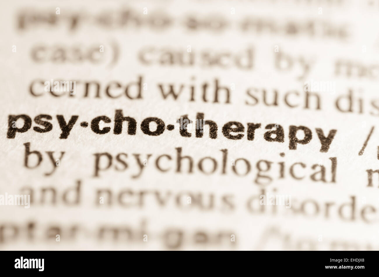 Definition of word psychotherapy in dictionary Stock Photo