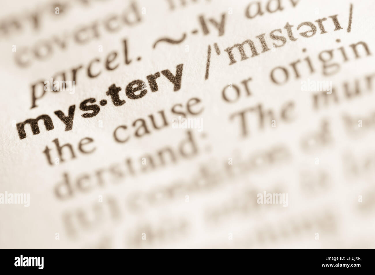 Definition of word mystery in dictionary Stock Photo