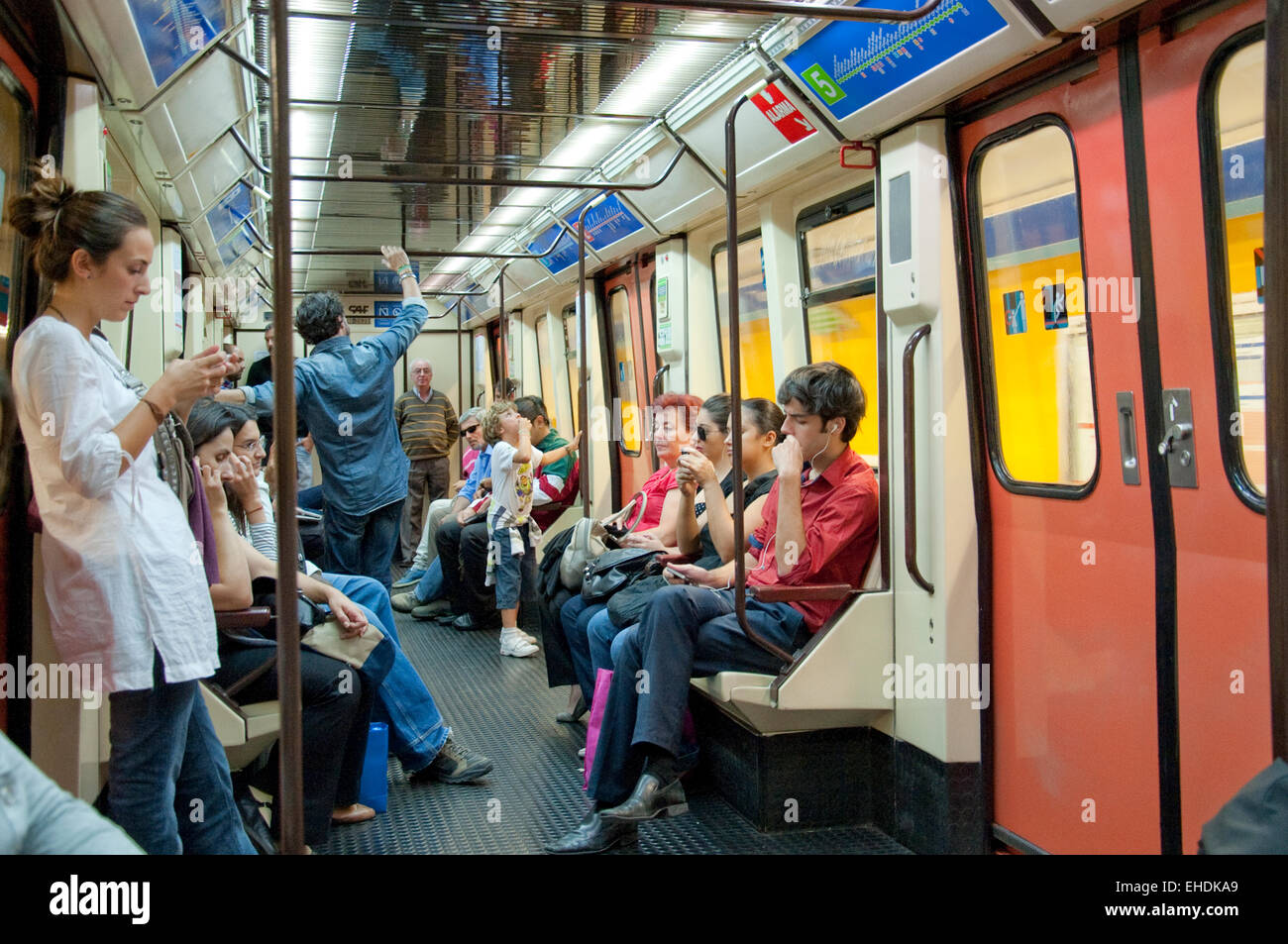 Passengers on the Metro in Spain Stock Photo