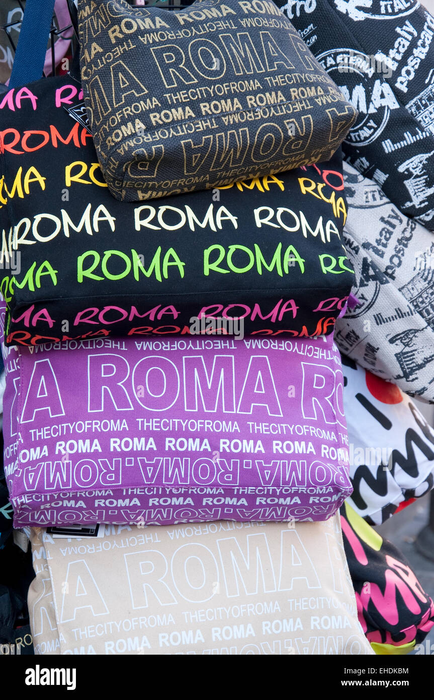 Souvenir t-shirts on sale in Rome Italy Stock Photo