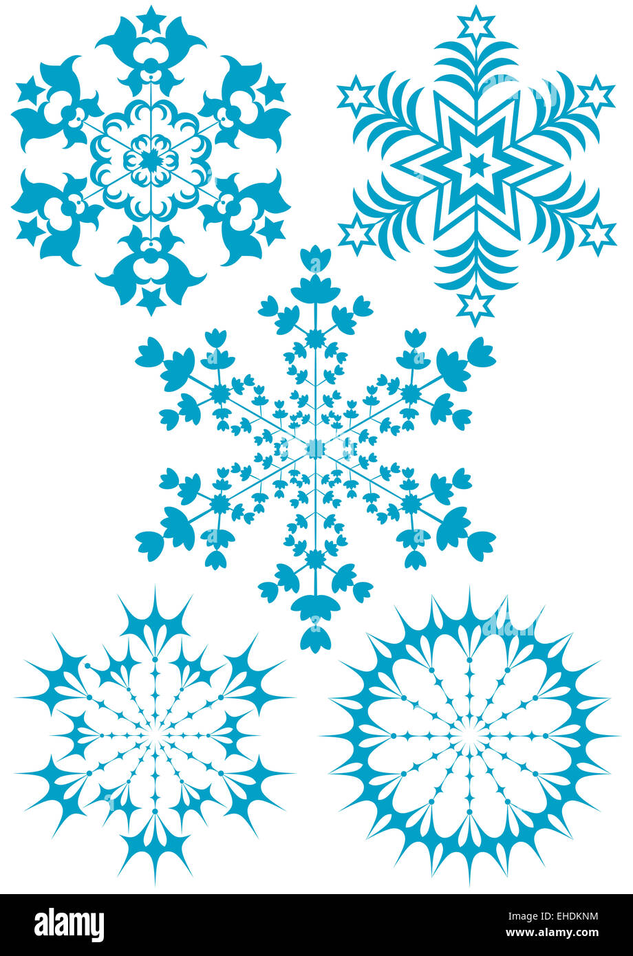 Collection blue snowflakes Stock Photo