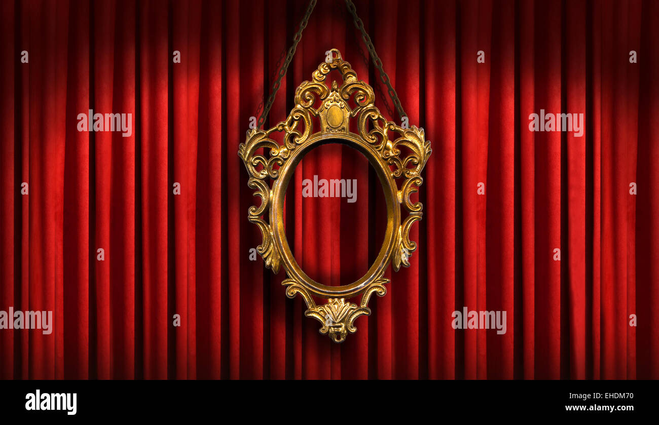 Red Drapes With Old Gold Frame Stock Photo 79591876 Alamy