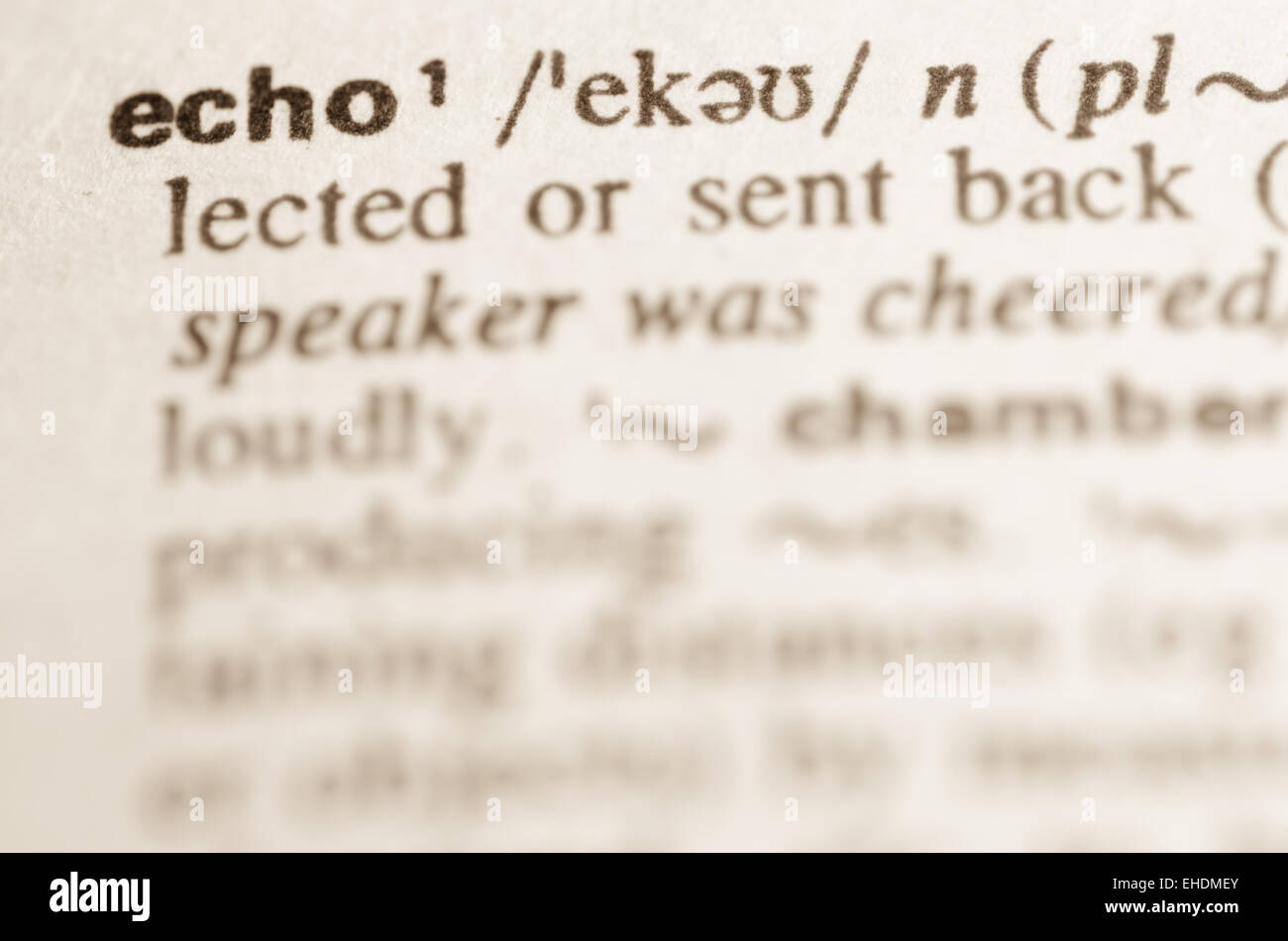 Definition of word echo in dictionary Stock Photo - Alamy