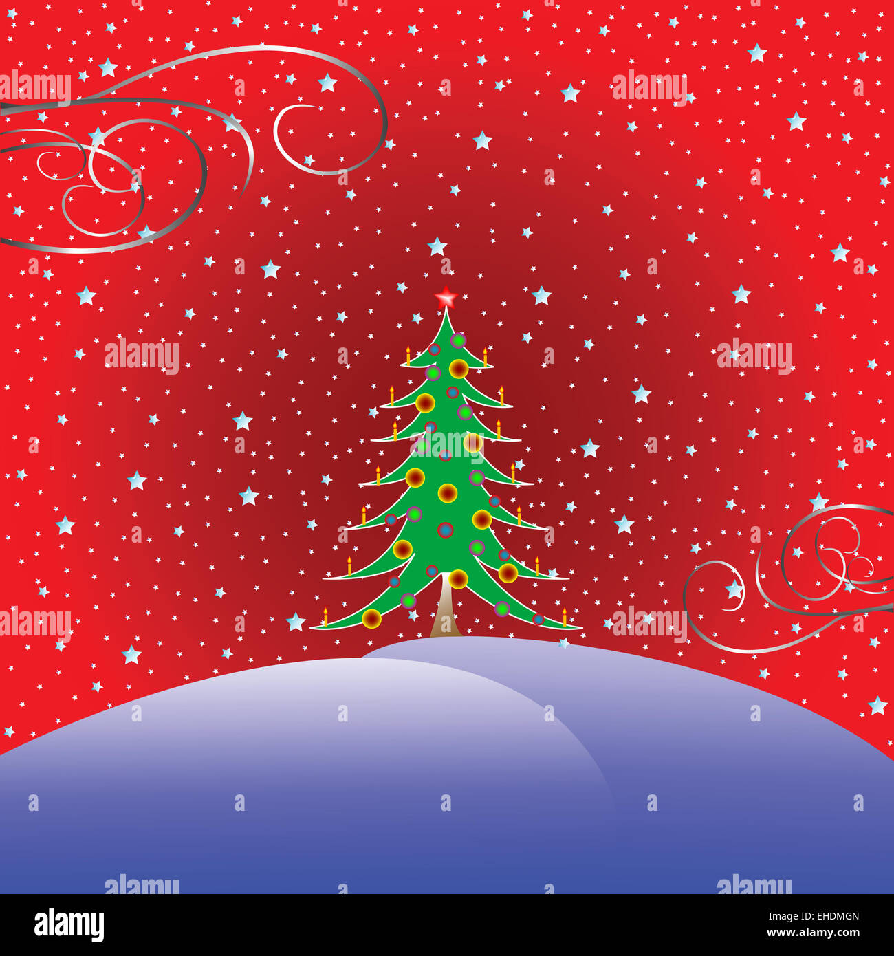christmas tree with stars background Stock Photo - Alamy