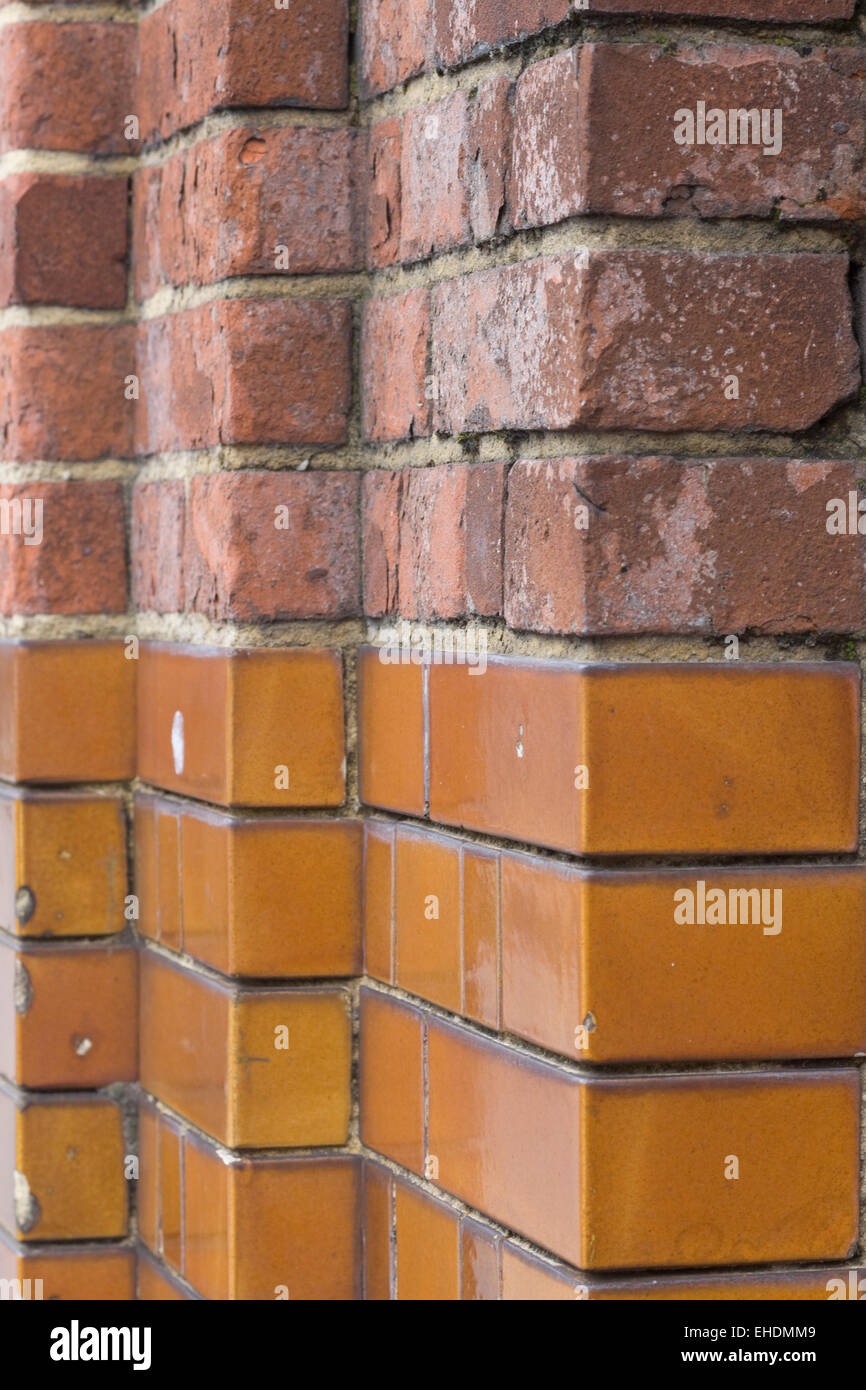 Red Brick and tiled wall patterns Abstract Stock Photo