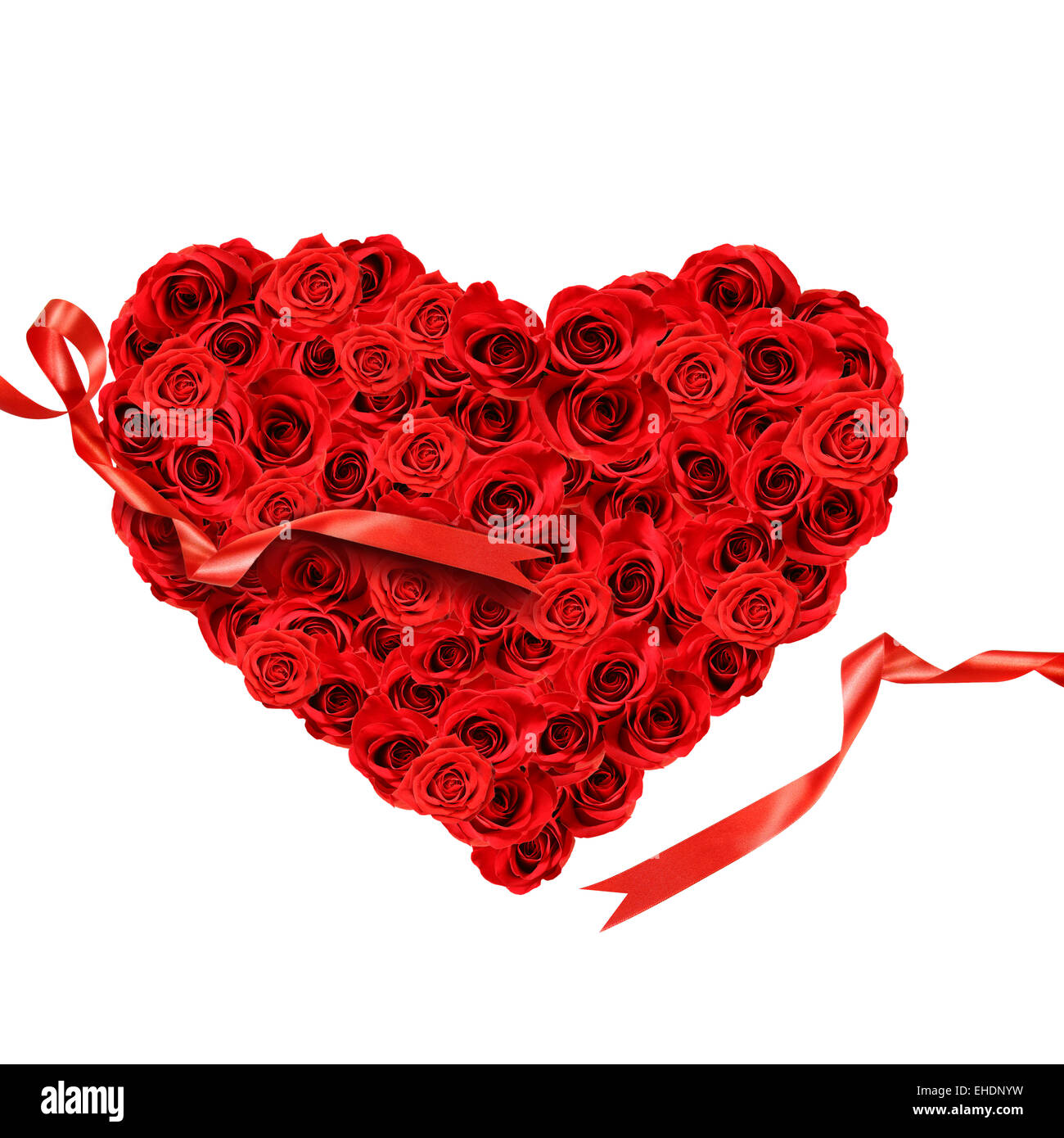 Red roses in the shape of a heart Stock Photo