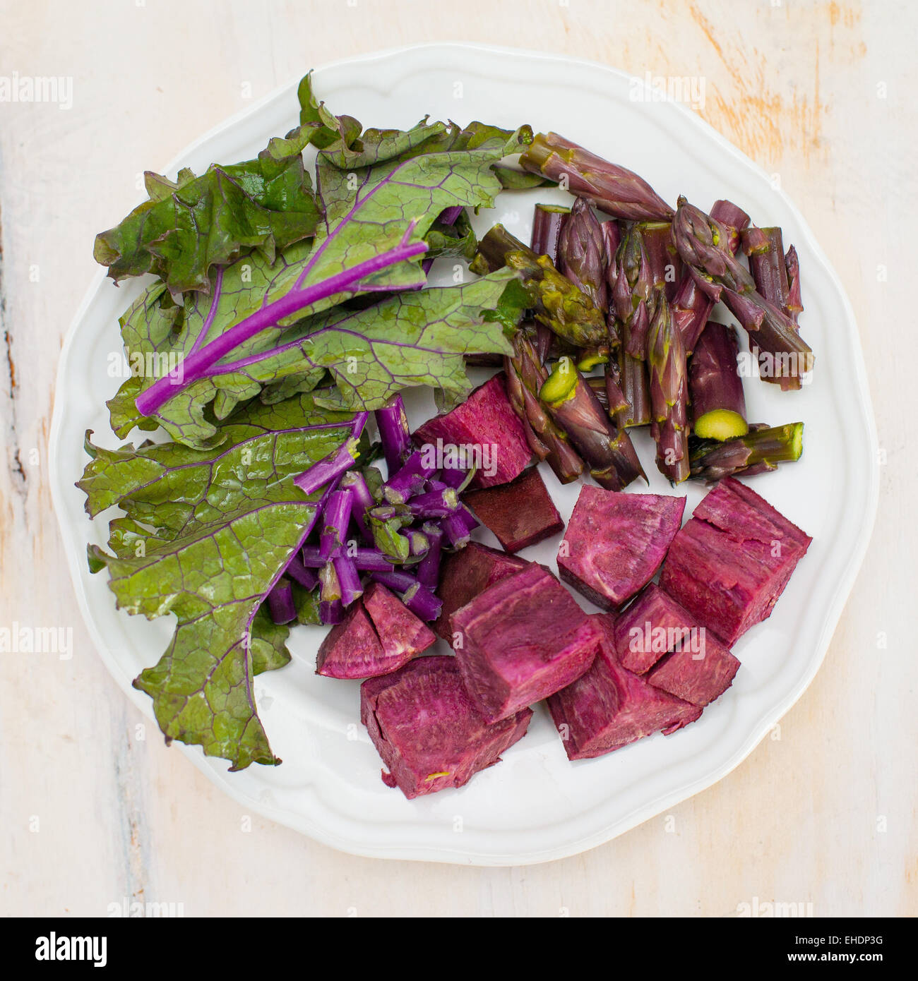 Assorted purple produce on a plate Stock Photo