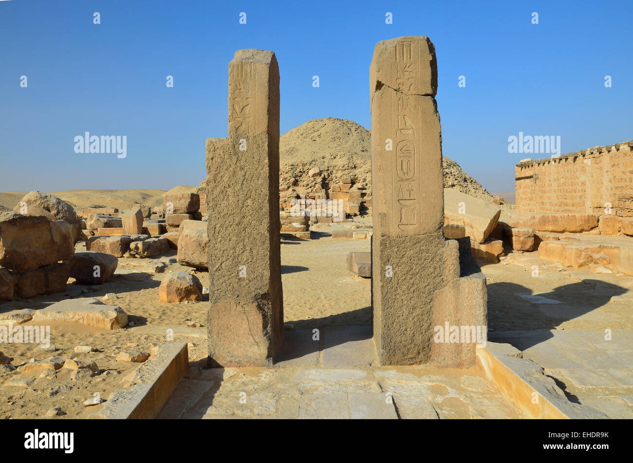 Ruins of the Egyptian temple, Saqqara necropolis Stock Photo