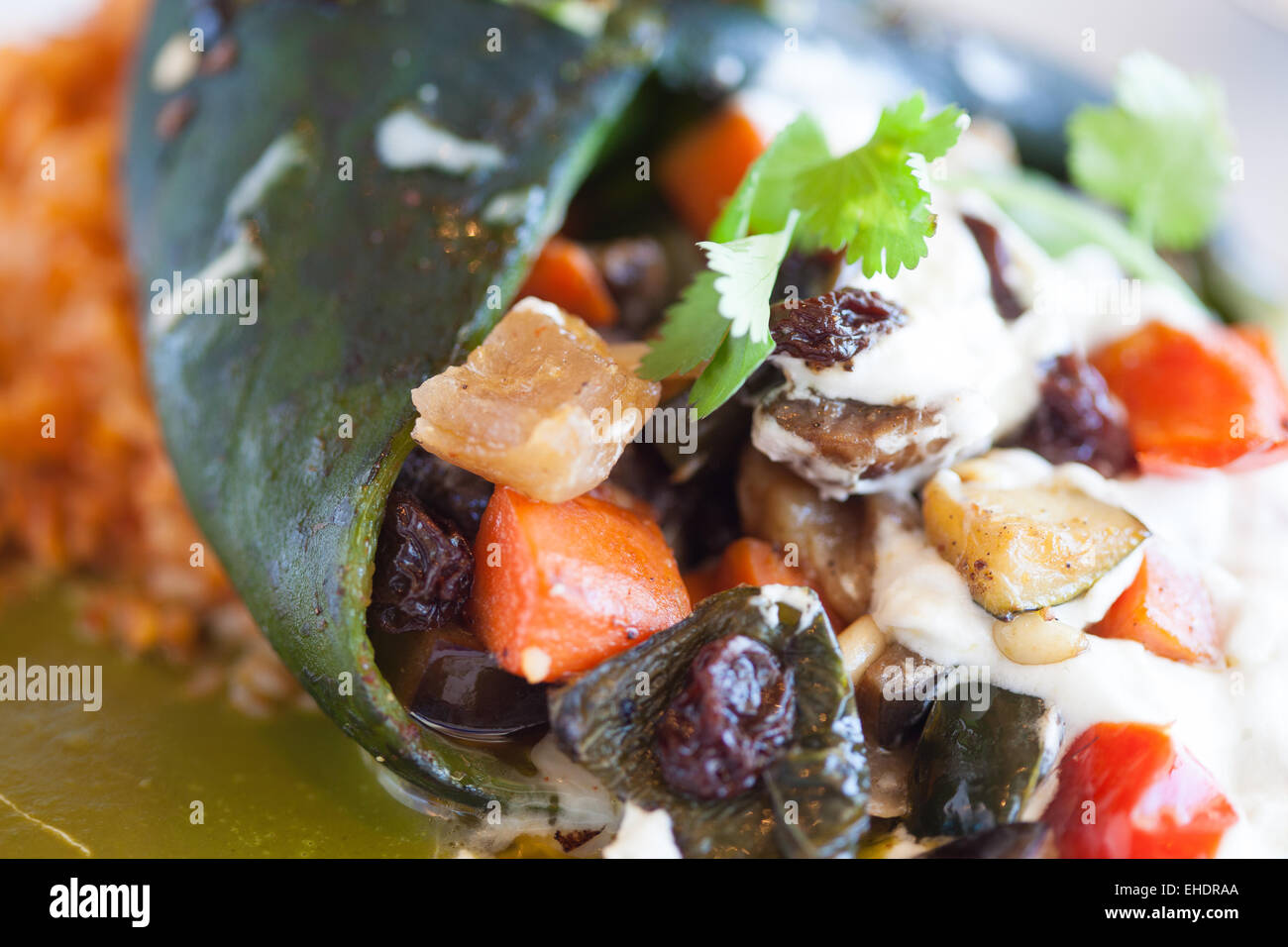 Stuffed poblano chili Stock Photo
