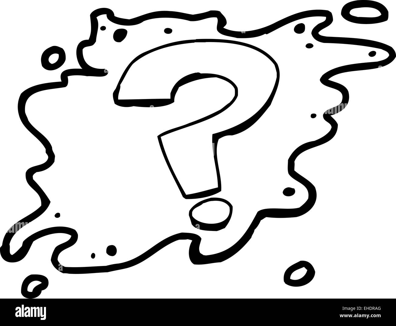 Outlined hand drawn question mark cartoon over white Stock Photo