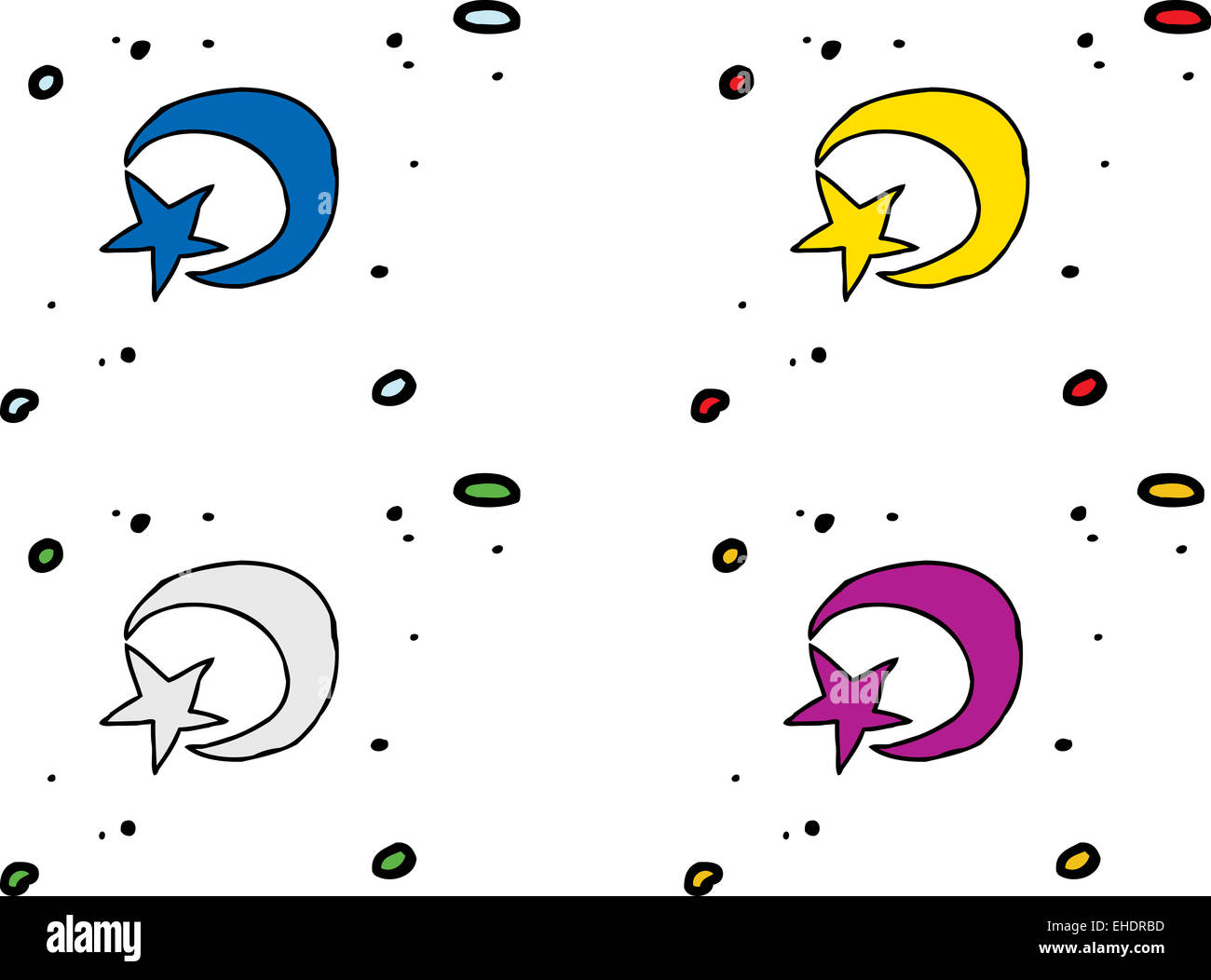 Set of crescent moon and star symbols over white Stock Photo Alamy