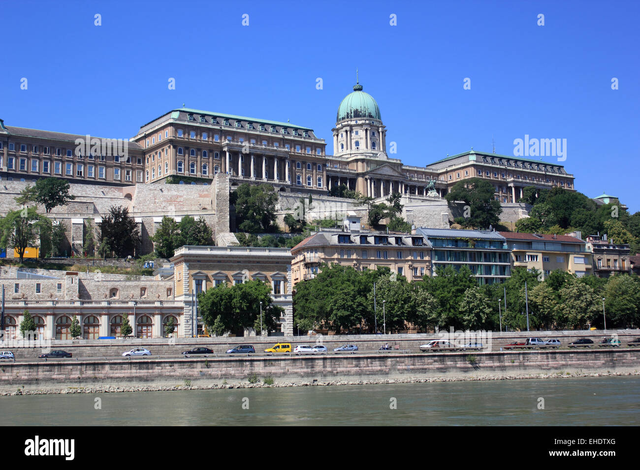 Royal Palace on Castle Hill seen from the Danube River, Budapest, Hungary, Europe Stock Photo