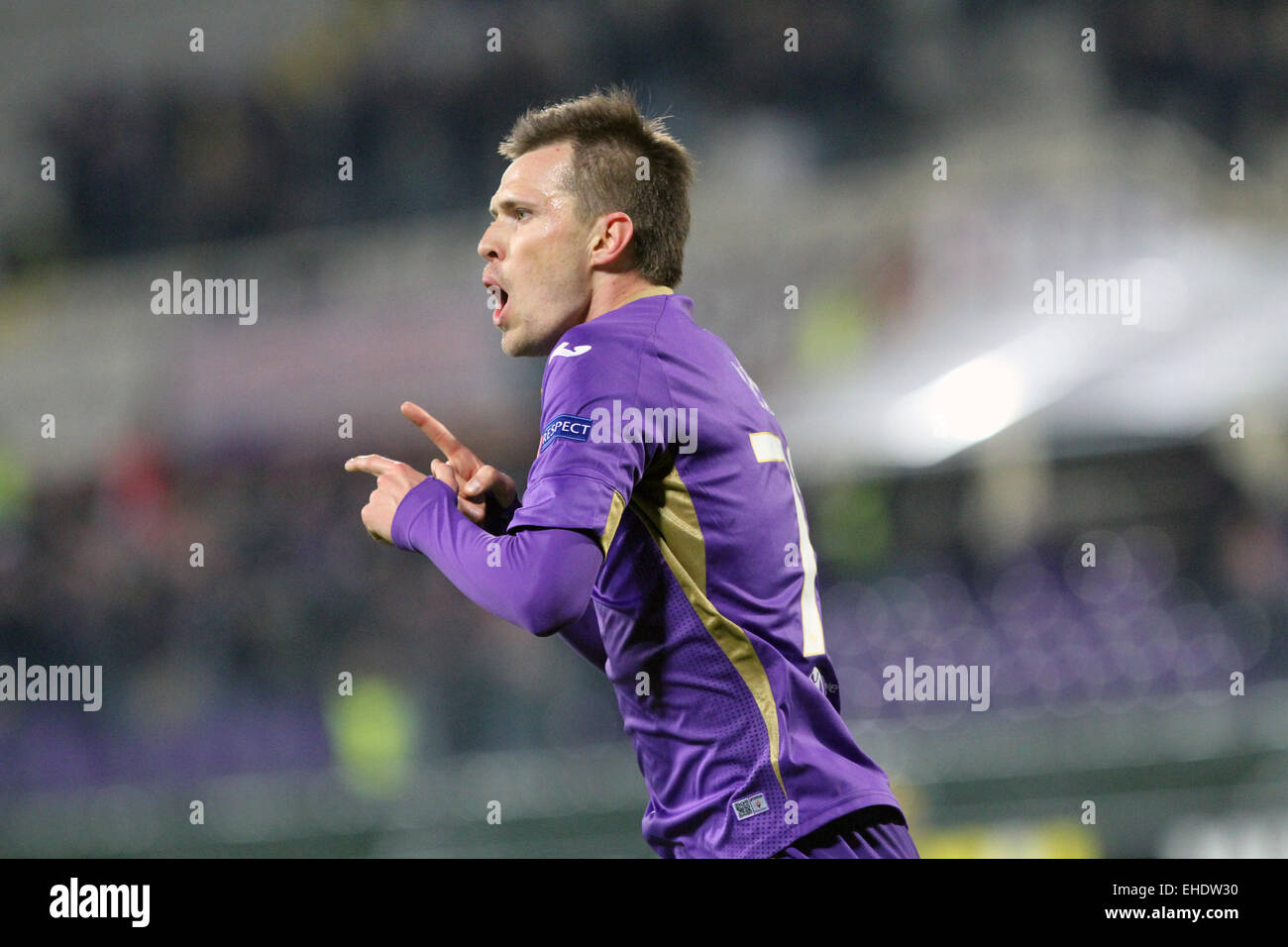 Josip Ilicic of Fiorentina during the Europa League 2014- 2015,Fiorentina -  AS Roma Stade Artemio-Franchi, Florence on March 12 2015 in Florence ,  Italie - Photo Laurent Lairys / DPPI Stock Photo - Alamy