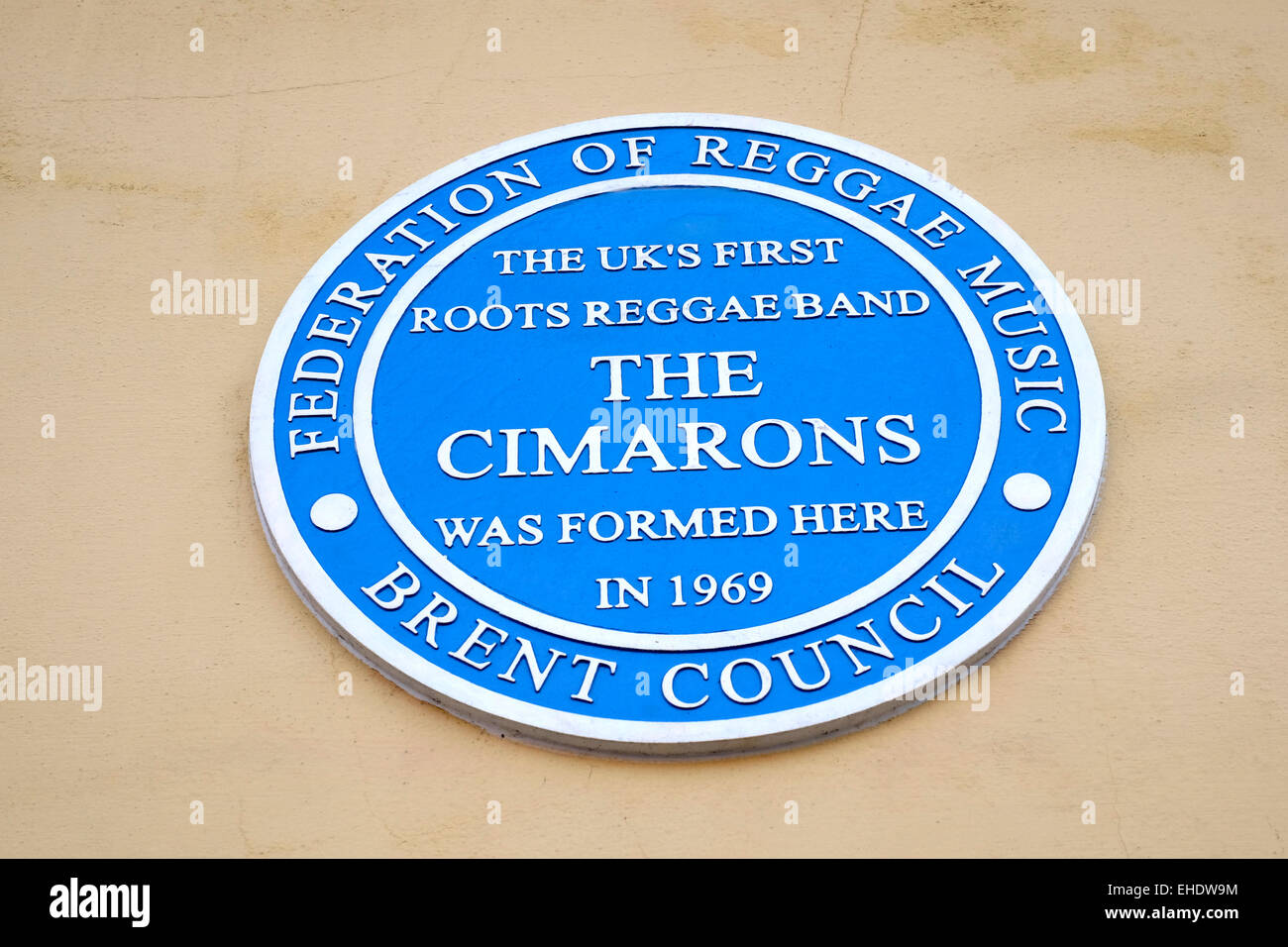 A  'blue plaque' for the Cimarons, the first UK based reggae band Stock Photo