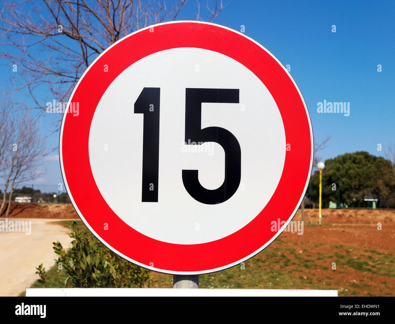 road sign speed limit, outdoor shoot Stock Photo