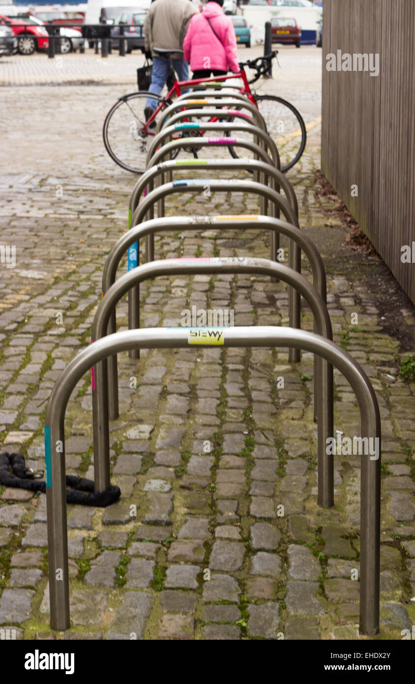 cycle stands at harbourside, Bristol Stock Photo