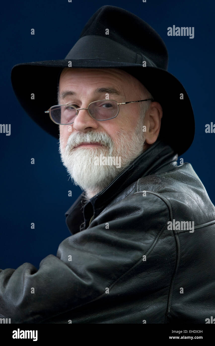 English fantasy, science fiction and children's author Terry Pratchett pictured at the Edinburgh International Book Festival where he talked about his bestselling 'Discworld' series of books. The three-week event is the world's biggest literary festival and is held during the annual Edinburgh Festival. 2008 was the Book Festival's 25th anniversary and featured talks and presentations by more than 500 authors from around the world. Stock Photo