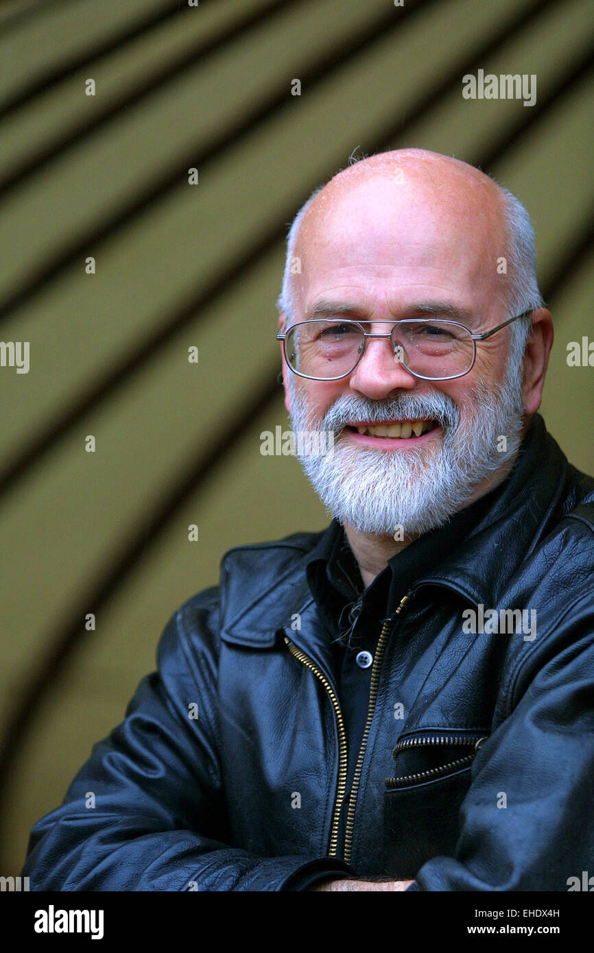 Author Terry Pratchett pictured at the Edinburgh International Book Festival, where he gave a talk about his work. The three-week event is the world's biggest literary festival and is held during the annual Edinburgh Festival. The Book Festival featured talks and presentations by more than 500 authors from around the world. Stock Photo