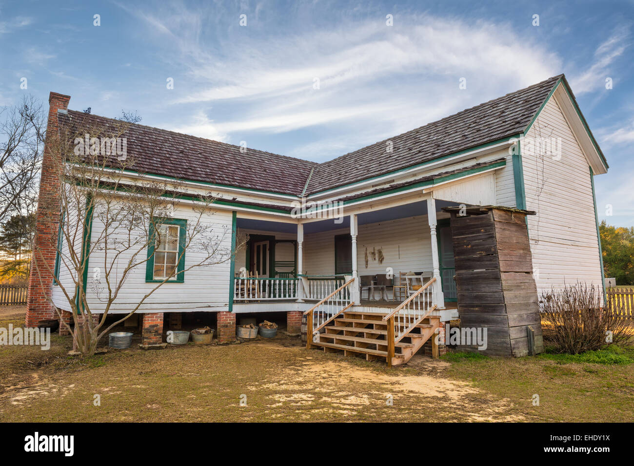 Old farmhouse in the historic landmark park near Dothan, Alabama Stock Photo