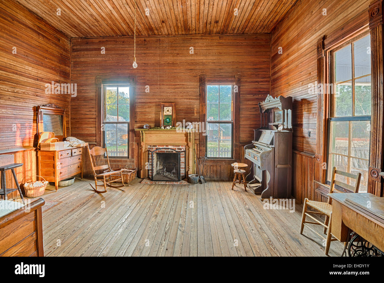 Interior of an old farmhouse in the historic landmark park near Dothan, Alabama Stock Photo