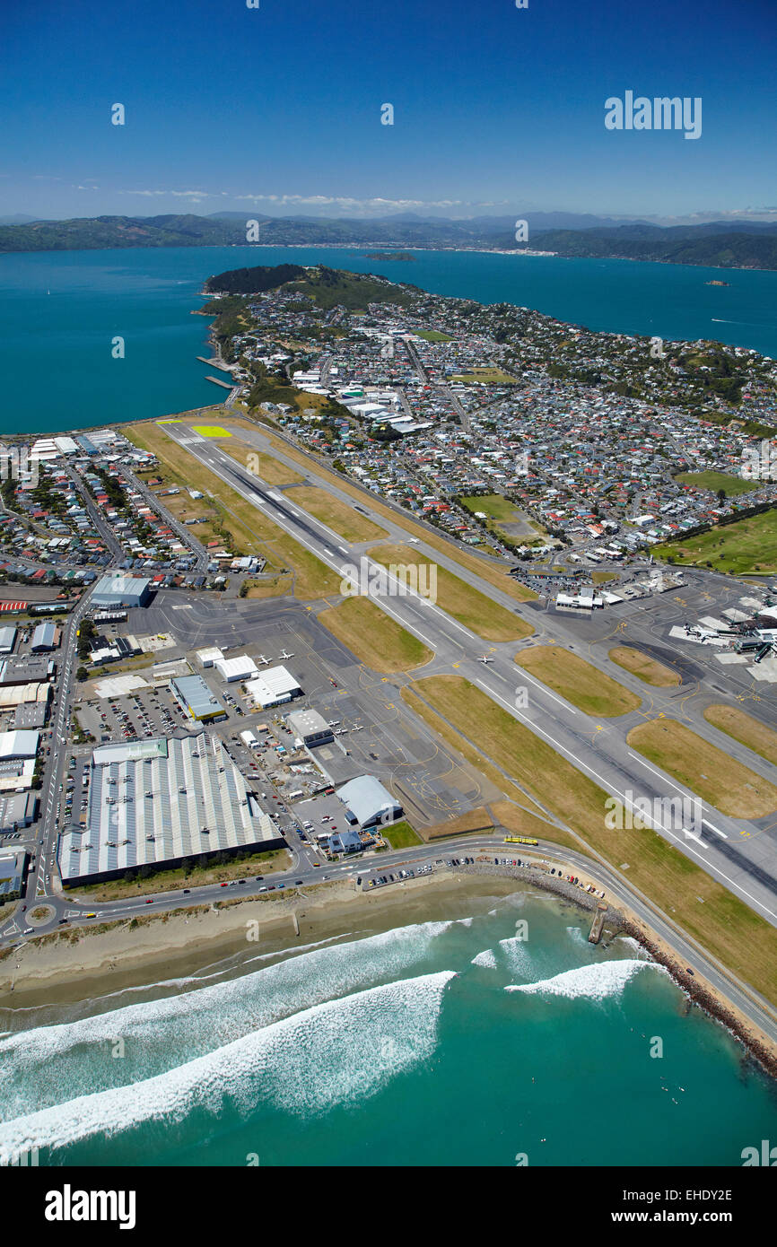 Runway of Wellington International Airport, Lyall Bay (closest), and