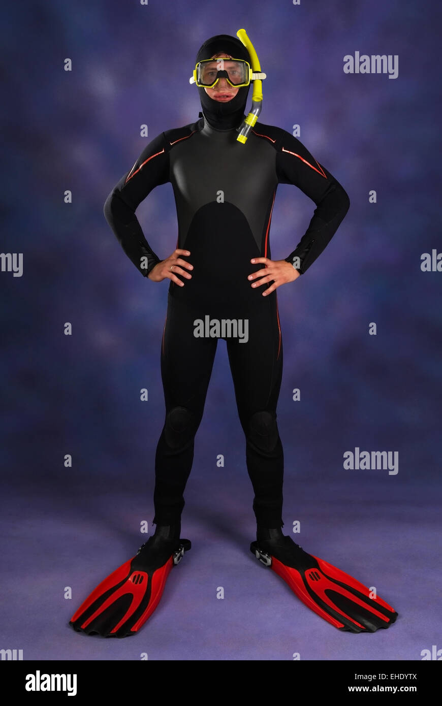 Underwater diver in studio Stock Photo Alamy