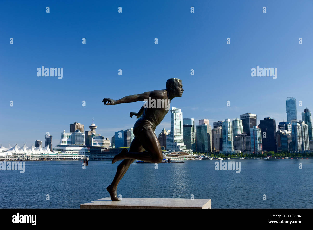 HARRY WINSTON JEROME STATUE STANLEY PARK DOWNTOWN SKYLINE VANCOUVER ...
