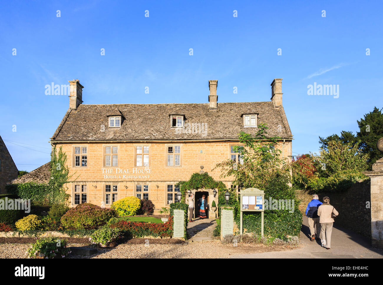 The pretty Dial House hotel and restaurant, built in traditional local style Cotswold stone