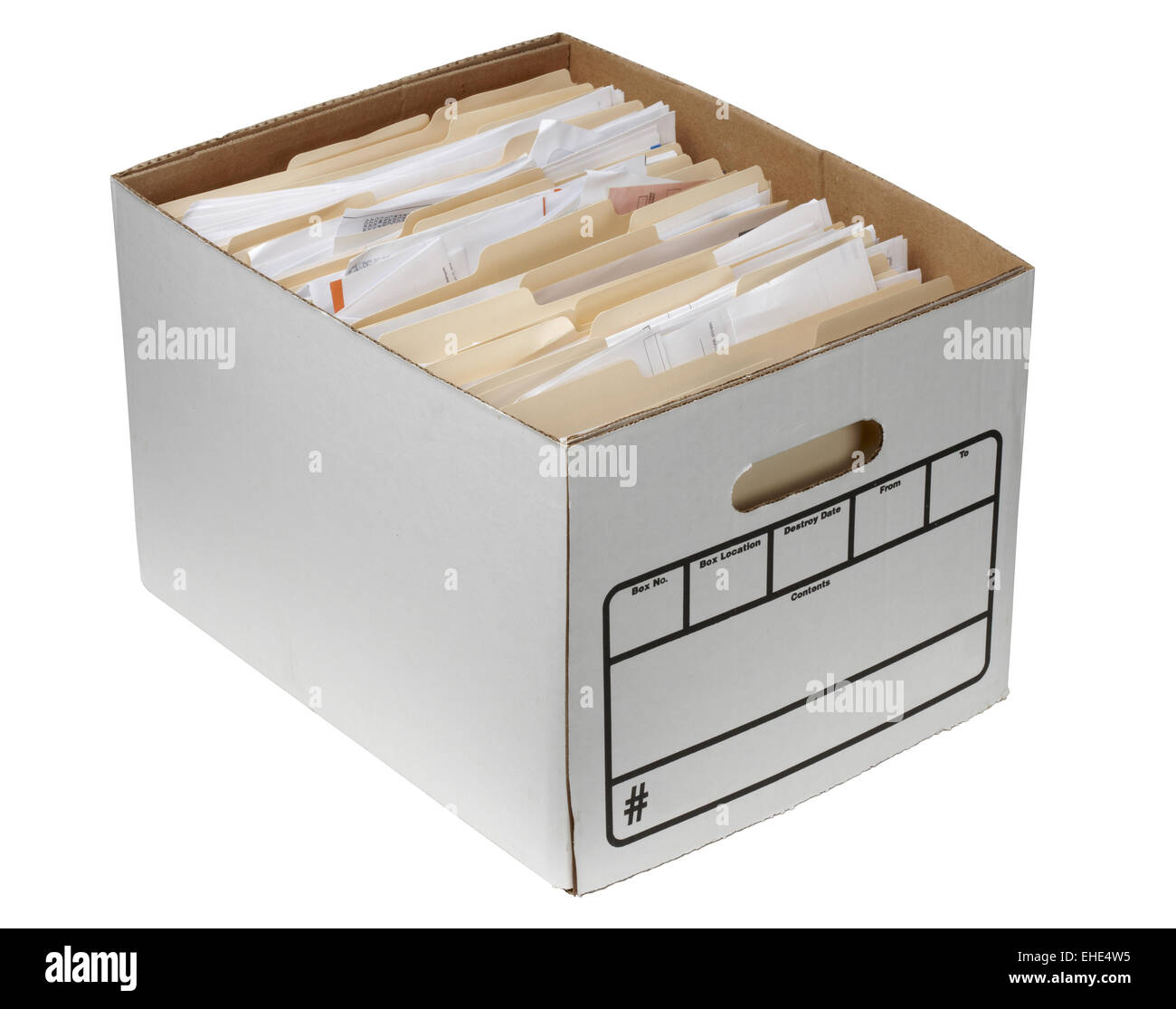 File folders in storage box Stock Photo